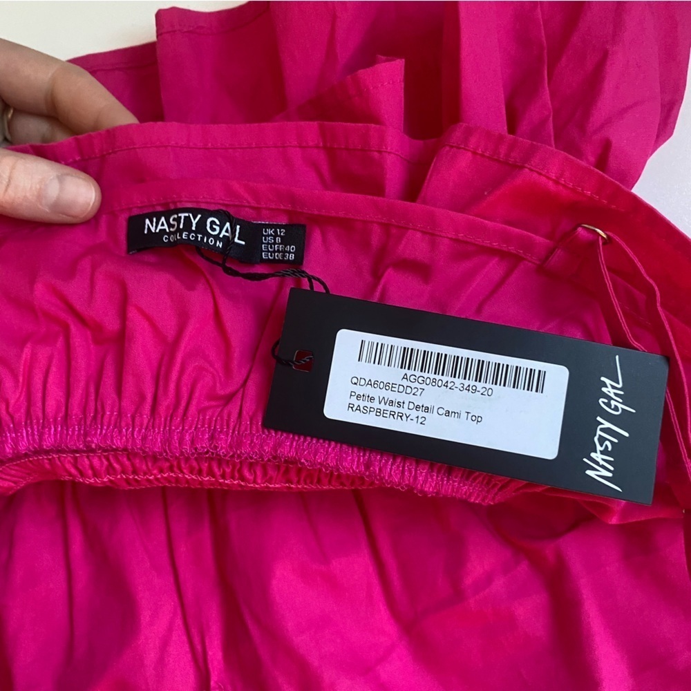 NWT Nasty Gal Hot pink Peplum Cami tank top size 8 - Picture 9 of 12